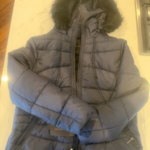 Blue Hooded Puffer Jacket